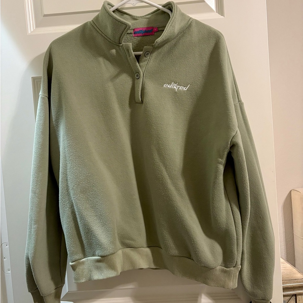 Edikted Green Fleece Pullover